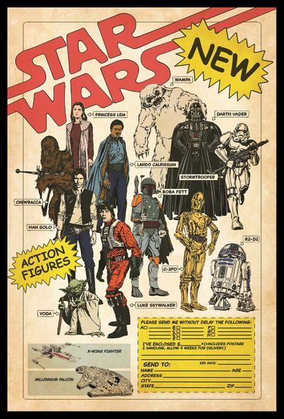 Star Wars - Action Figures Poster with Black Frame