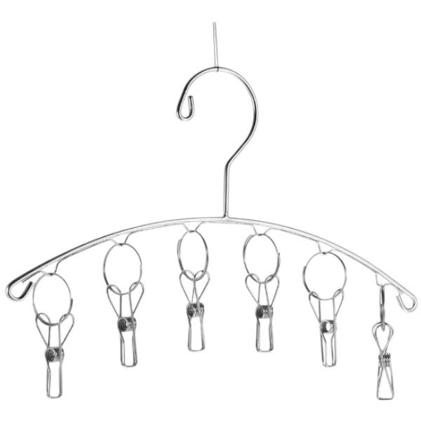 6 Clip Portable Stainless Steel Windproof Curved Hanger