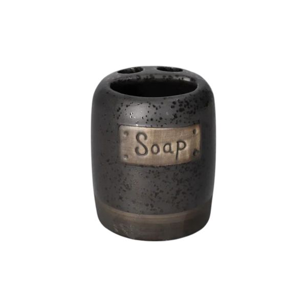 Charcoal Black 3 Holes Ceramic Toothbrush Holder