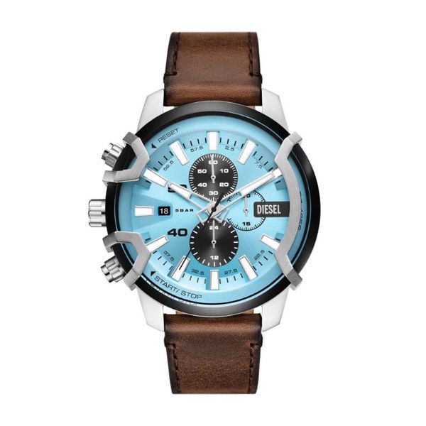 Diesel Griffed Mens Brown Leather Strap Watch-DZ4656