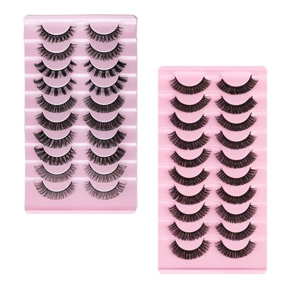 20 Pairs Voluminous Faux Mink Eyelashes-Curled, Multi-Layered