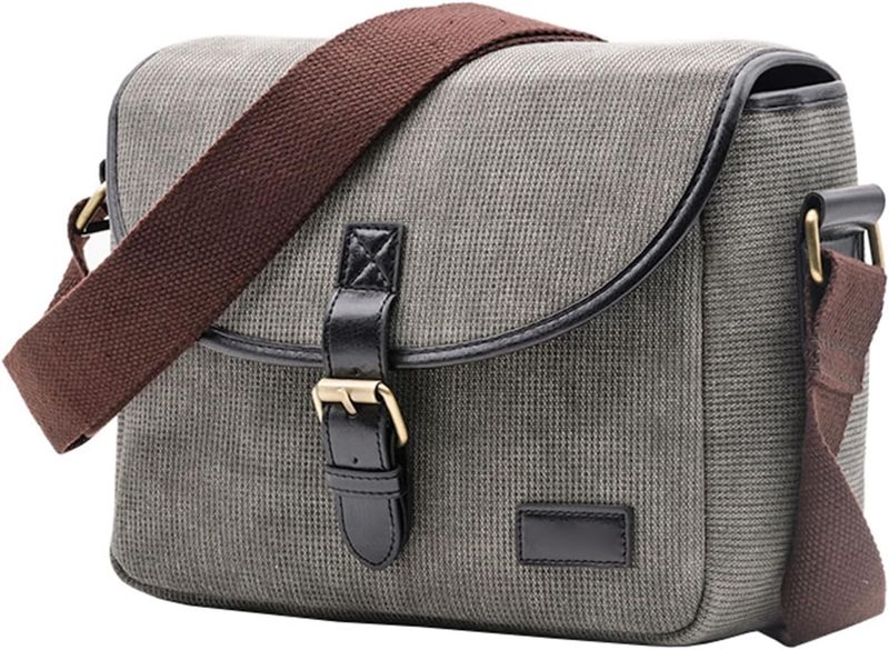 Casual DSLR Camera Canvas Crossbody Bag Waterproof Shoulder Camera Bag