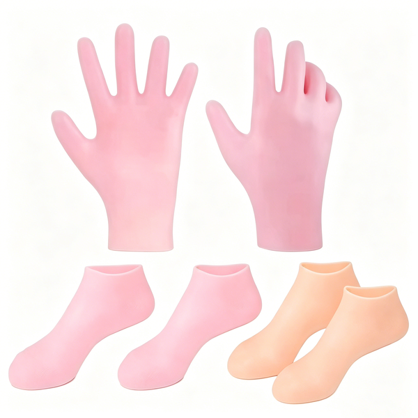 3 Pairs Reusable Silicone Moisturizing Gloves-Socks for Hand Foot Skin Care
