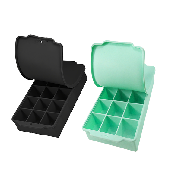 2 Pieces 15-Cube Modular Silicone Ice Cube Trays With Leakproof Lids