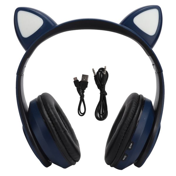 B39 Cat Ear Shape Wireless Headset Bluetooth Cute Gaming Headphone Blue