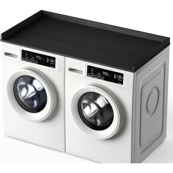 Washer Dryer Countertop, Wooden Shelf with Edge Rails for Front-Load Units