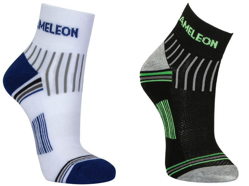 Dapper Chameleon Stride Quarter Running Comfort Socks - Men 2 Pack