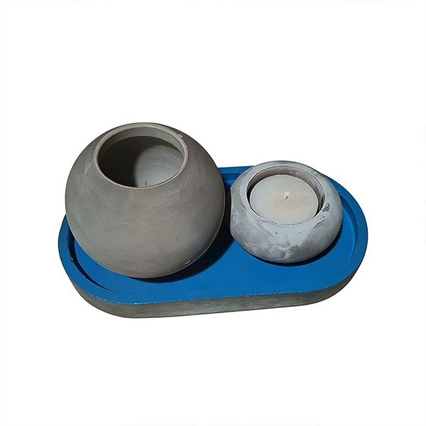 Spherical Tea Light Candle Holder Set on Tray - Elegant Home Decor Accent