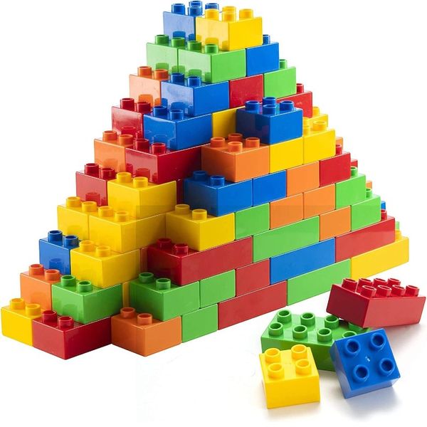 70 Piece Large Particle Building Blocks Set with Storage Bucket -Multicolor