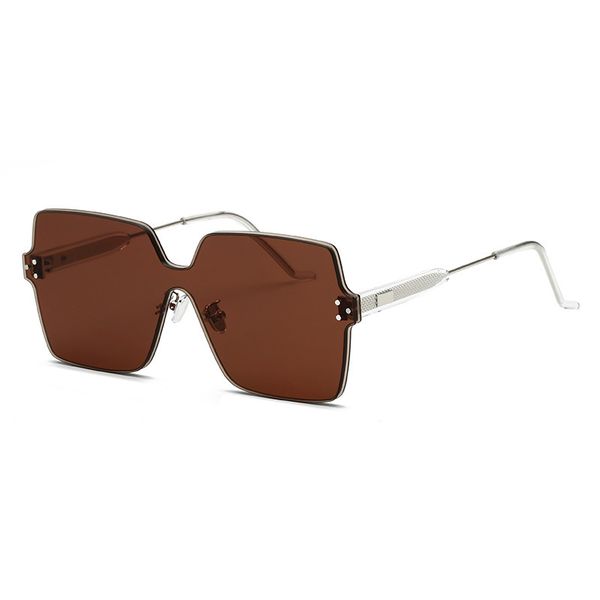 Sophie Moda - Modern Rimless Square One-Piece Fashion Sunglasses