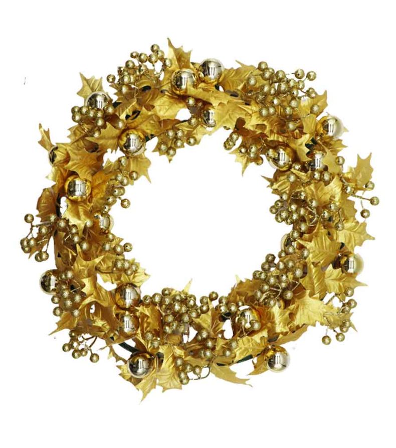Gold Decorative Christmas Wreath - 43cm Diameter