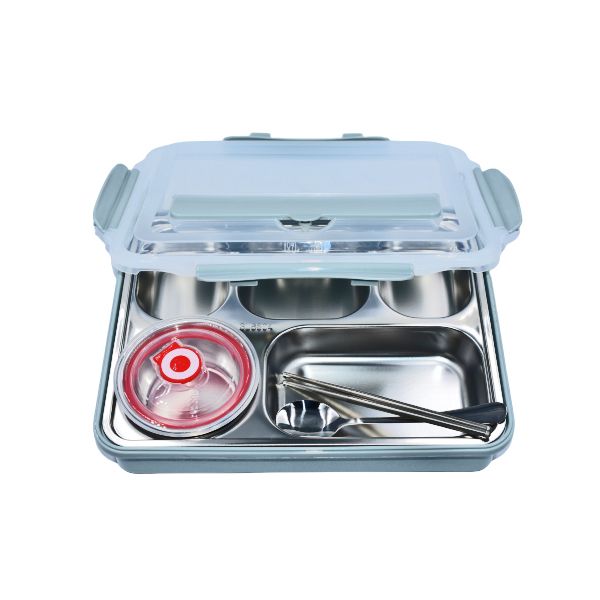 5 Compartment Large Capacity Sealed Square Lunch Box SUS304