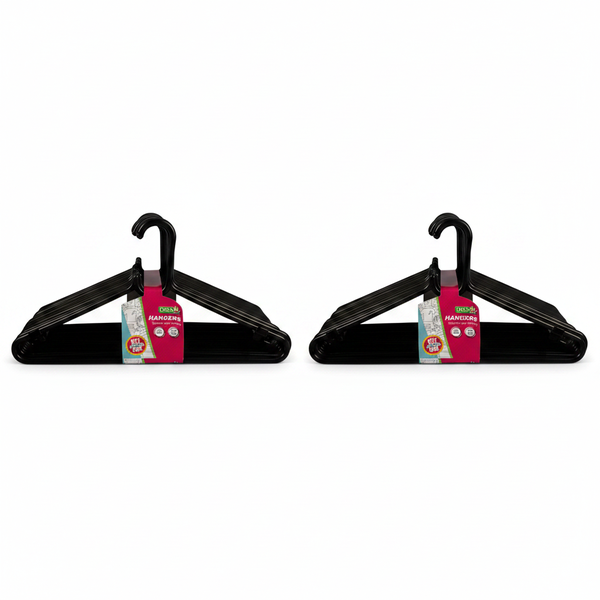 Durable Black Plastic Clothes Hangers - 20 Piece Set - 2 Pack