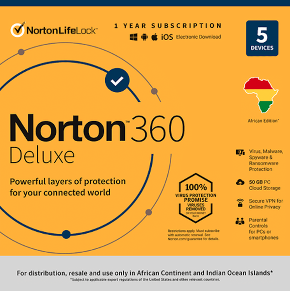 Norton 360 Delux 50GB - 5 Devices Physical Package Antivirus Protection