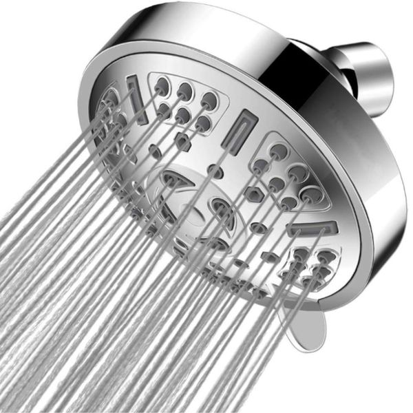 Olive Tree-4 Inch High-Pressure Shower Head 9 Spray Setting Swivel Joint