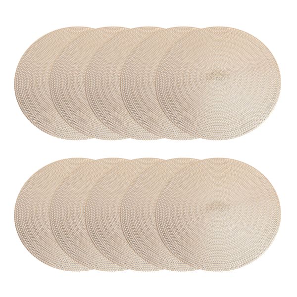 10 Pack Placemats Set Round Table Mats for Dining Heat Resistant Non-Slip