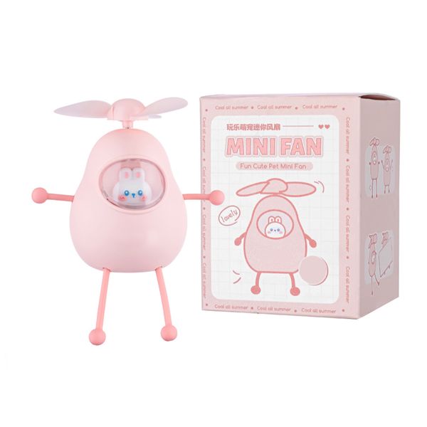 Cartoon Animal Handheld Fan Pink image