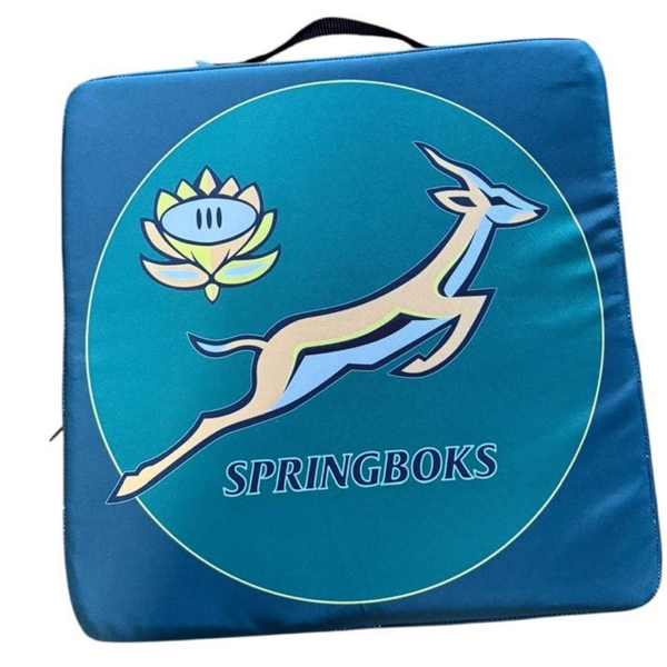 Outdoor Stadium Cushion - Springbok on Green with Yellow Flower