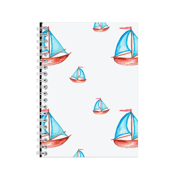 Blue Sails A5 Notebook Spiral and Lined Sea Lovers Graphic Notepad Gift 175