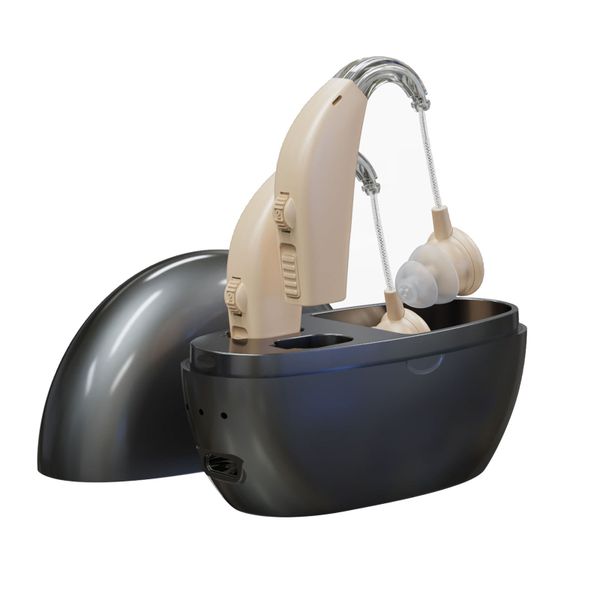 Rechargeable Hearing Aids for Seniors with Noise Cancelling &amp; Charging Case