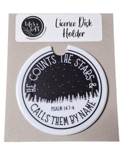 License Disk Holder - He Counts the Stars &amp; Calls Them by Name Psalm 147:4