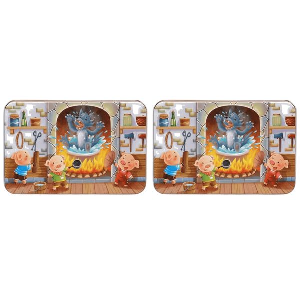 2 Pack - Three Little Pigs Adventure Puzzle Set For Kids - Brown