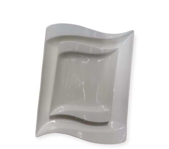 BCH White Ceramic Rectangular Dinner Plate/side plates - 8 Piece