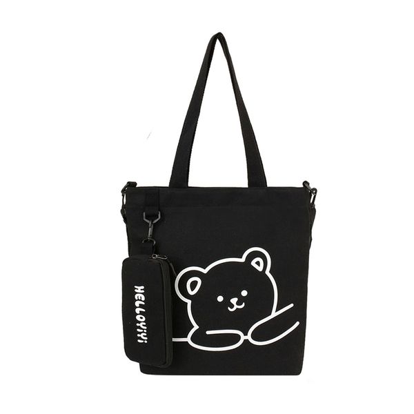 Large-capacity canvas with pencil case, student after-school tutoring bag