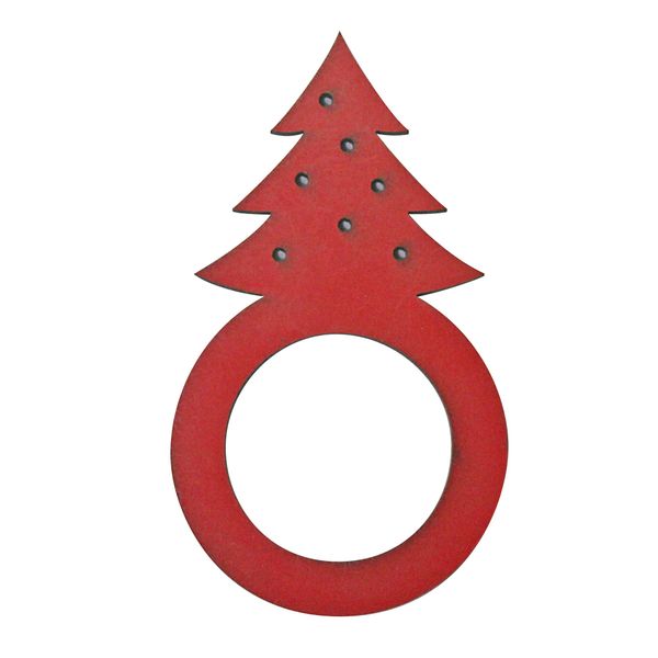Laser Cut MDF Christmas Tree Napkin Rings - Red - 24-piece