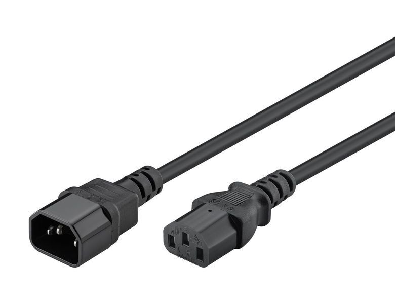 Goobay Power Extension 2m Lead with C13 socket and C14 plug - Black