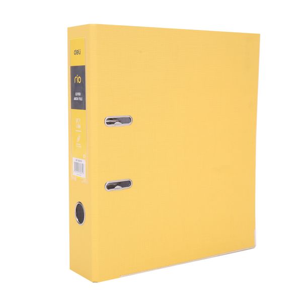 Deli Lever Arch File A4 76mm Metal Protective Rail, Light Yellow or Green