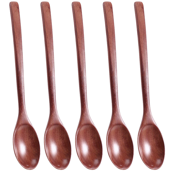 Spoons Wooden Soup Spoon 5 Pieces Eco Friendly Tableware Natural Ellipse W
