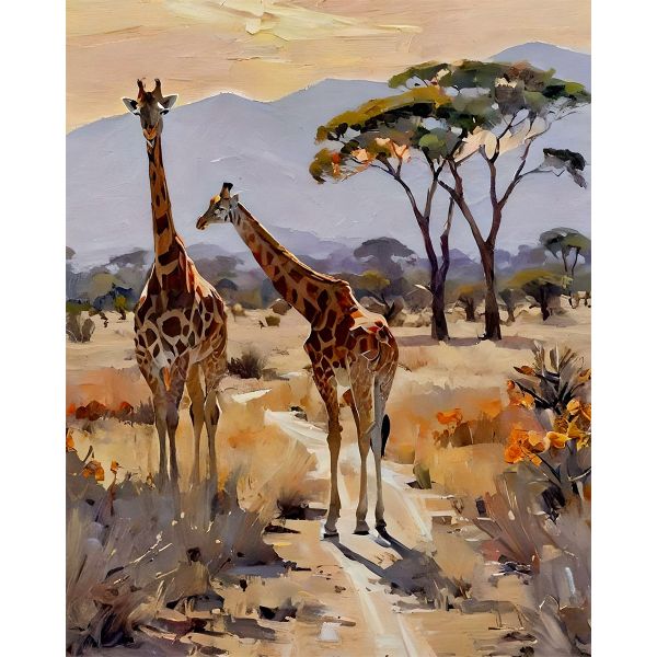 Artikon Paint By Numbers DIY 40cmx50cmx2cm - South Africa Safari Giraffes