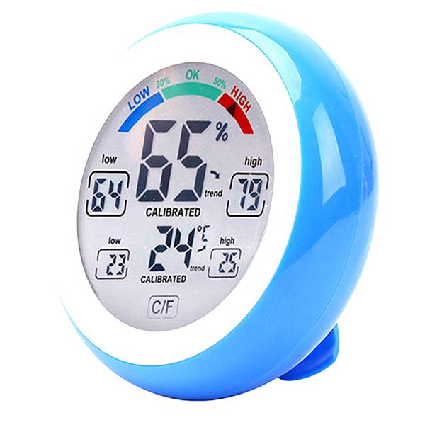 Wireless Touch Screen Display Digital Thermometer Hygrometer - Blue