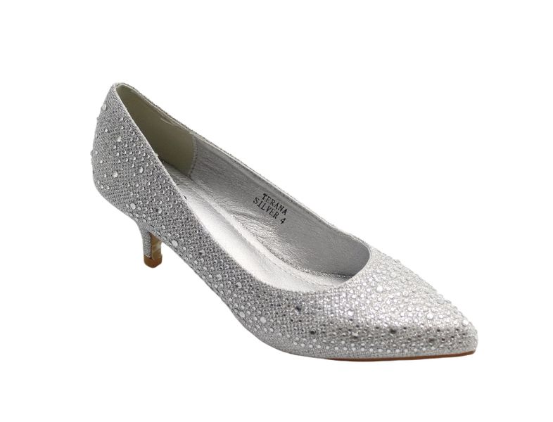 Terana Diamante Embellished Low Heel 5cm Courts - White