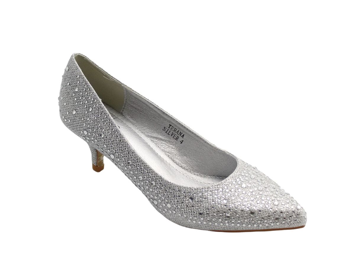 Terana Diamante Embellished Low Heel 5cm Courts - Silver | Shop Today ...