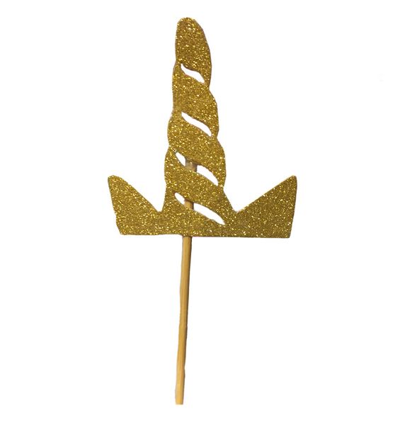 Glitter Unicorn Horn Cupcake Toppers - 24 Toppers