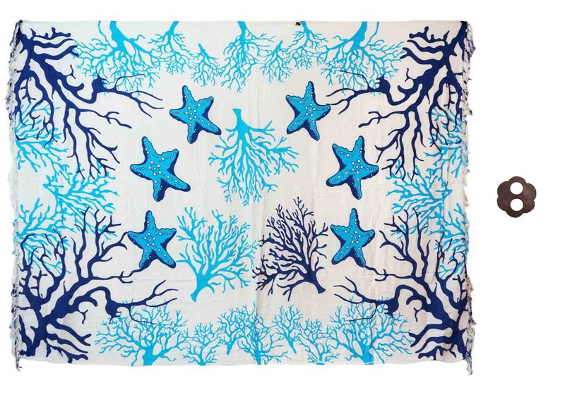 Sarong Tropical Starfish With Coconut Shell Buckle