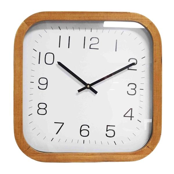 Brown Wood Battery Powered Analogue Wall Clock