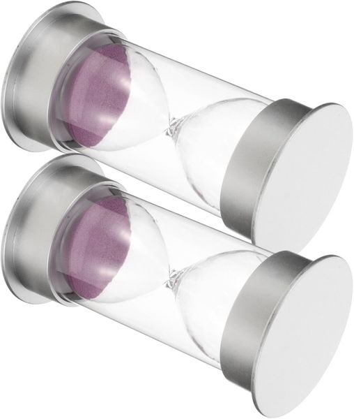 2pcs 20 Minute Decorative Hourglass Sand Timer with Silver Lid and Purple