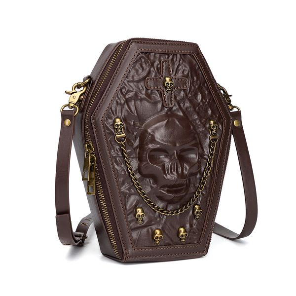 Coffin Skull Dark Gothic Motorcycle Shoulder Messenger Bag