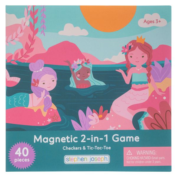 Stephen Joseph Magnetic 2-in-1 Game Tic-Tac-Toe &amp; Checkers Mermaid