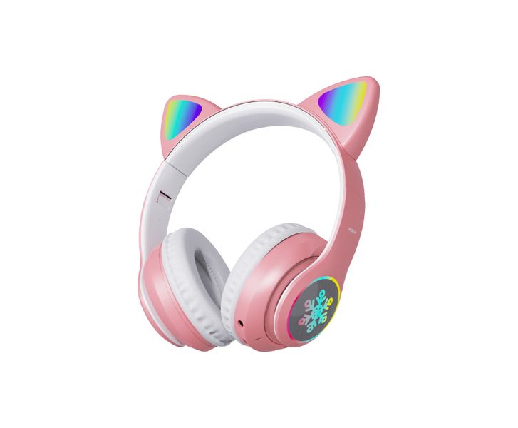 Moxom MX-WL58 Wireless Bluetooth 5.3 Headphones with LED Lights - Pink