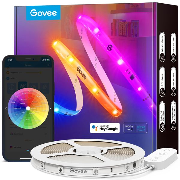 Govee RGBIC Wi-Fi + Bluetooth LED Strip Lights With Protective Coating
