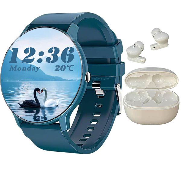 Golden Perfect Smartwatch &amp; Earbuds 1.28" Bluetooth Modern Active Set