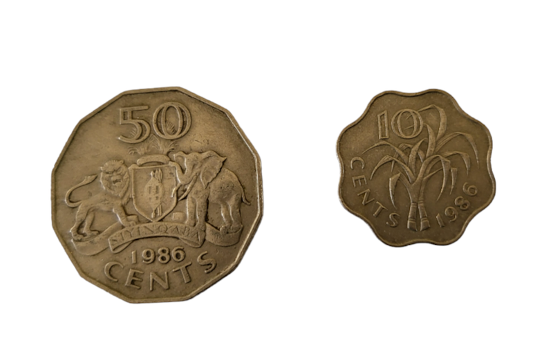 Lot of 2 Coins 1986 Swaziland Eswatini 10Cent And 50 Cents King Mswati III