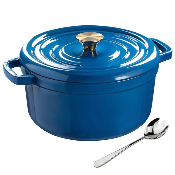 Super Large Heavy-Duty Enameled Cast Iron Pot Braising, Stews, Roasting