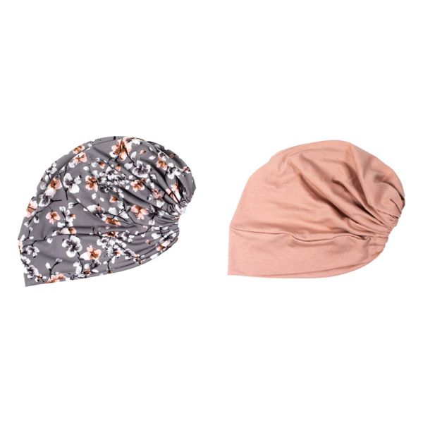 Under Caps - Grey/Peach Floral and Peach - 2 Pack