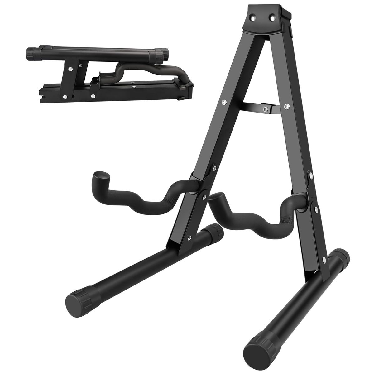 A-Frame Folding Guitar Stand - Non-Slip Rubber and Foam Arm