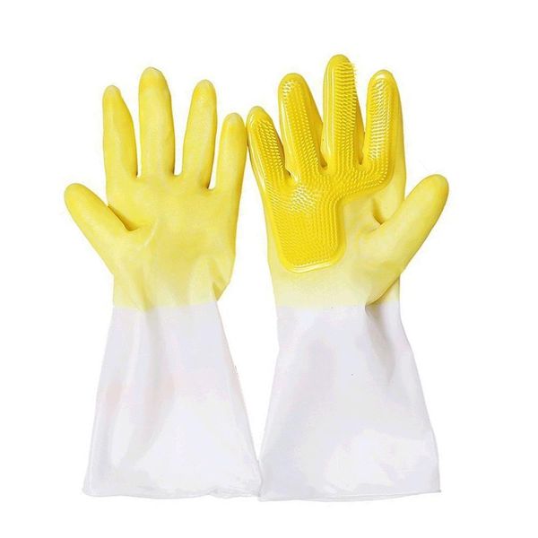 Household Scrubbing Gloves Silicone Cleaning Kitchen Gloves - Yellow